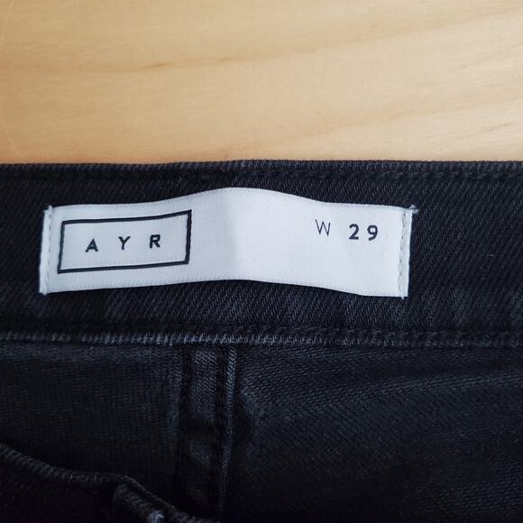 AYR The Yes Yes Yes Jeans High Rise Straight Leg Ankle Licorice Black USA 29 - Picture 6 of 9